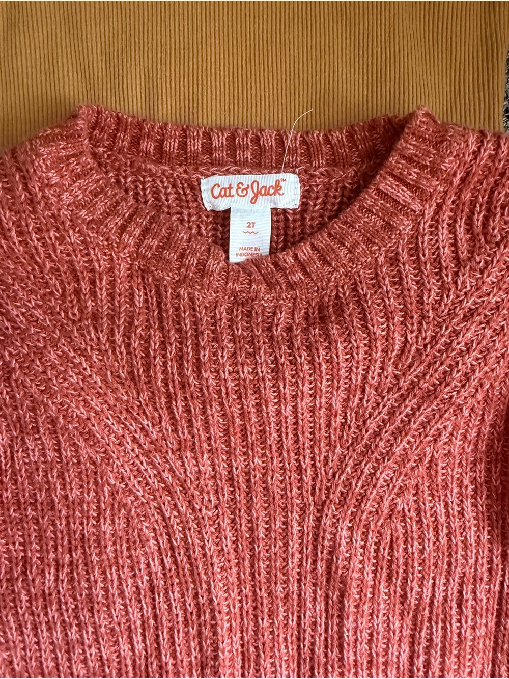 Cat & Jack Mustard Ribbed Crewneck Top - Picture 2 of 3